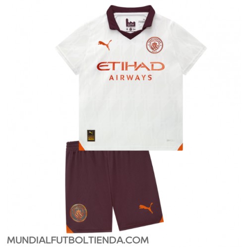 Camiseta Manchester City Segunda Equipación Replica 2023-24 para niños mangas cortas (+ Pantalones cortos)
